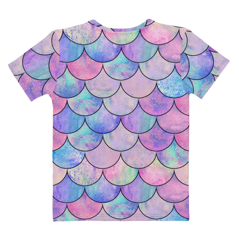 Women's Pastel Mermaid Scale T-Shirt – Soft Stretch Jersey Tee