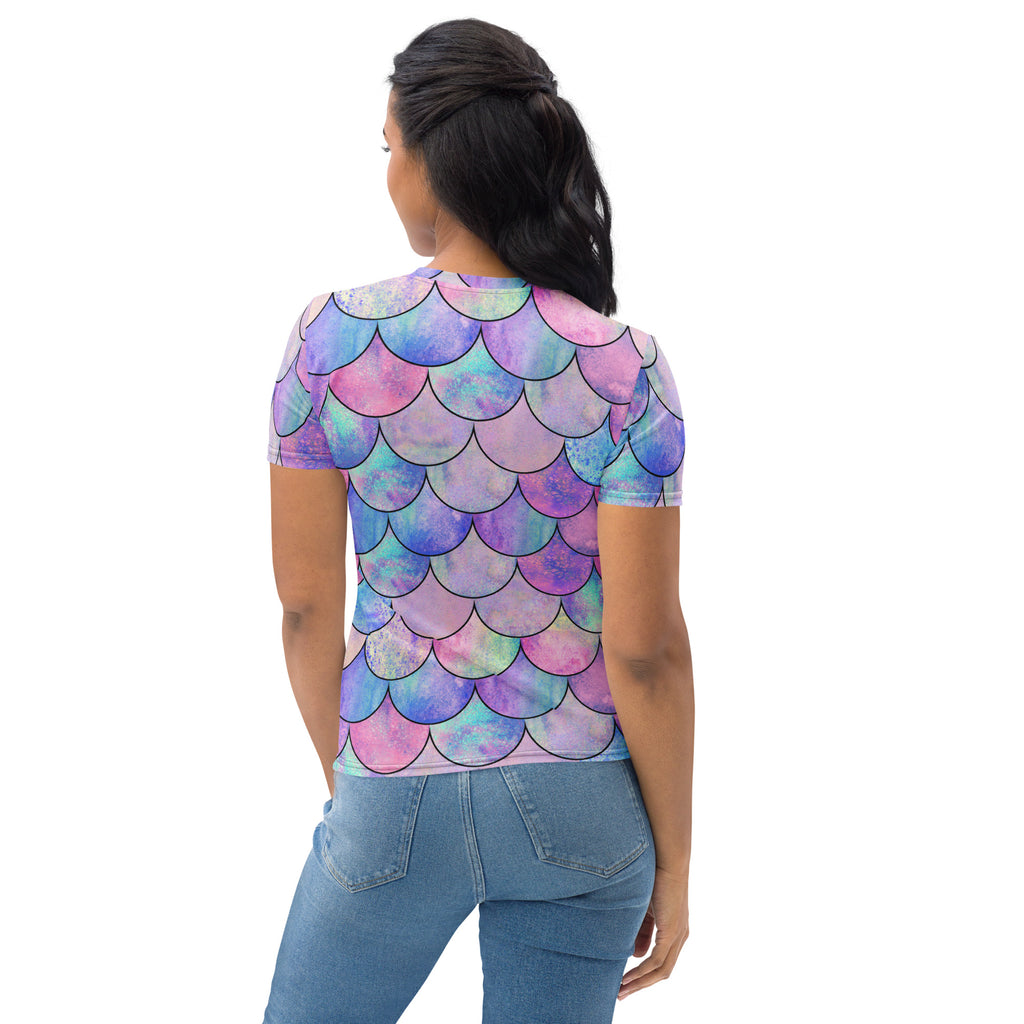 Women's Pastel Mermaid Scale T-Shirt – Soft Stretch Jersey Tee