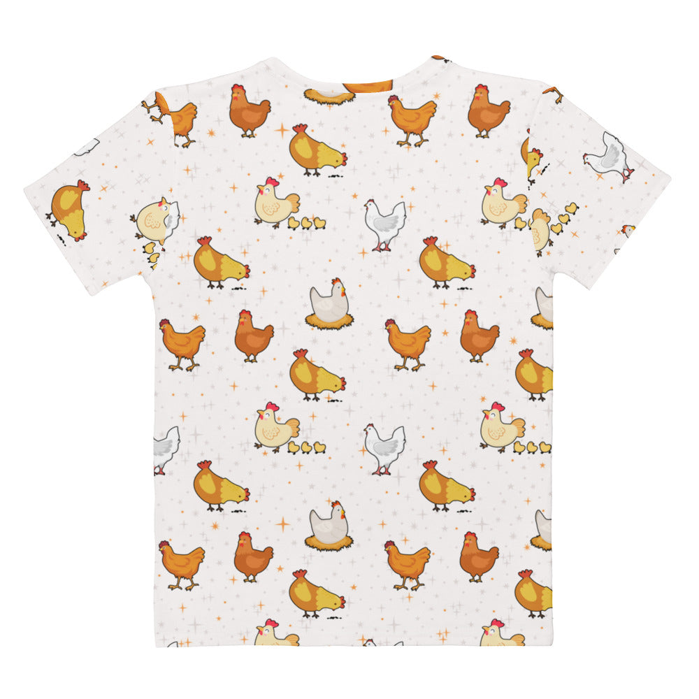 Women's Chicken Pattern T-Shirt – Soft Stretch Jersey Tee