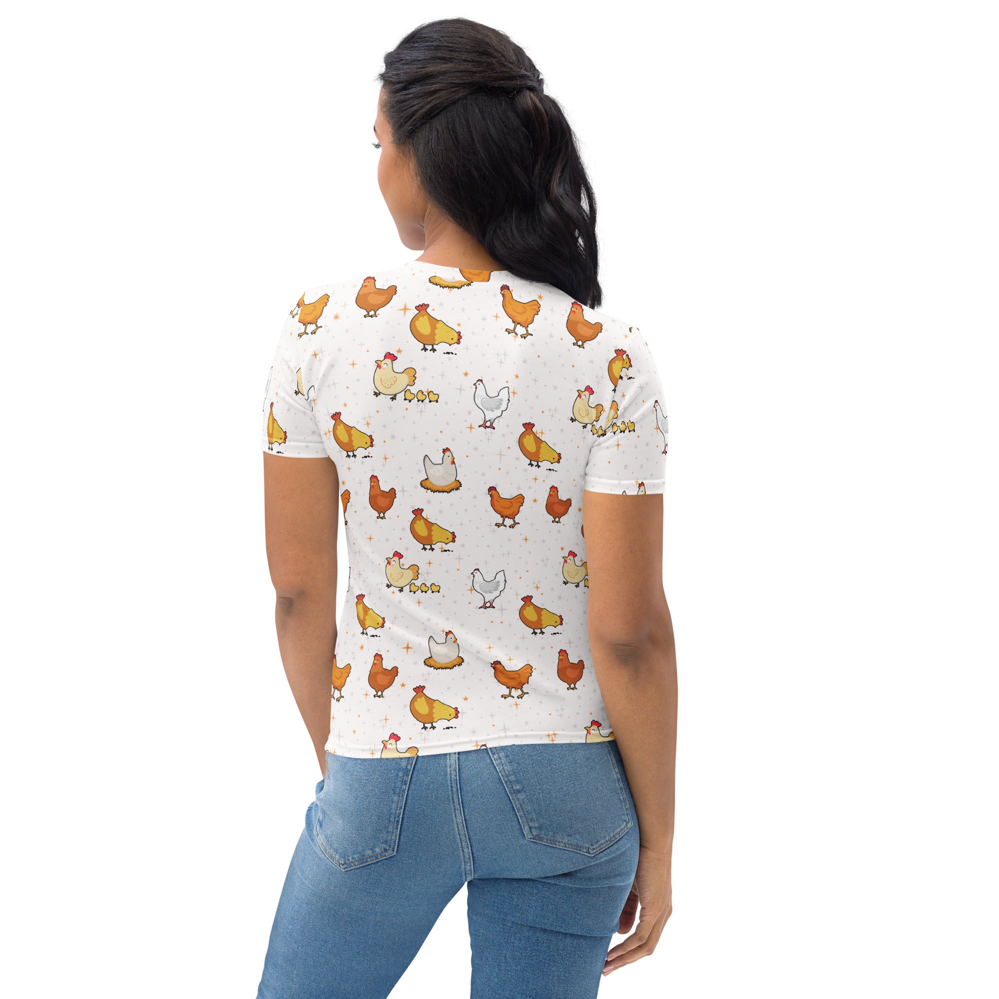 Women's Chicken Pattern T-Shirt – Soft Stretch Jersey Tee