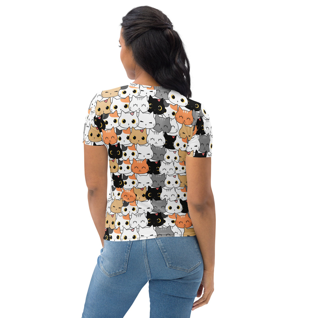 Women's Cat Face T-Shirt – Soft Stretch Jersey Tee