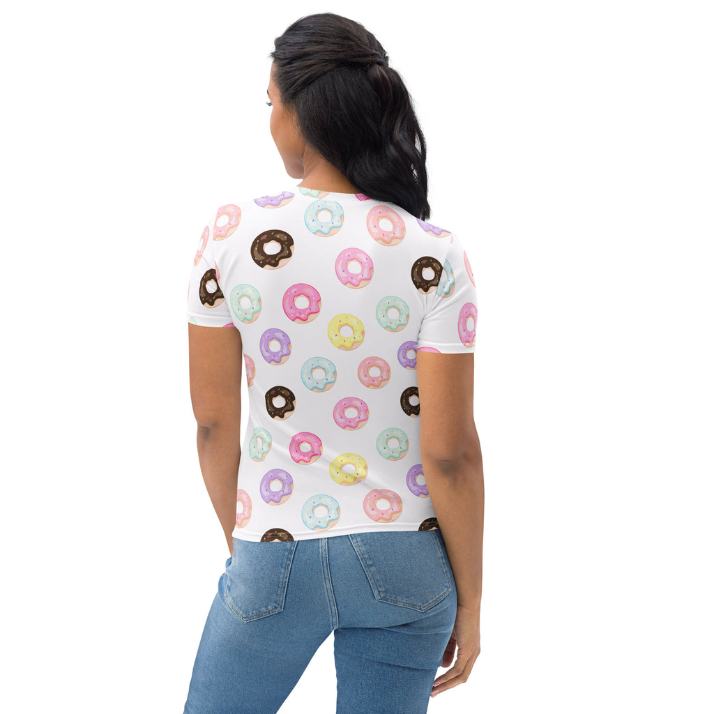 Women's Colorful Donuts T-Shirt – Soft Stretch Jersey Tee