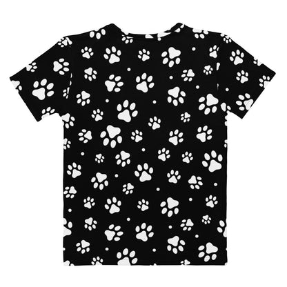 Women's Black Paw Print T-Shirt – Soft Stretch Jersey Tee