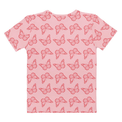 Women's Light Pink Butterfly T-Shirt – Soft Stretch Jersey Tee