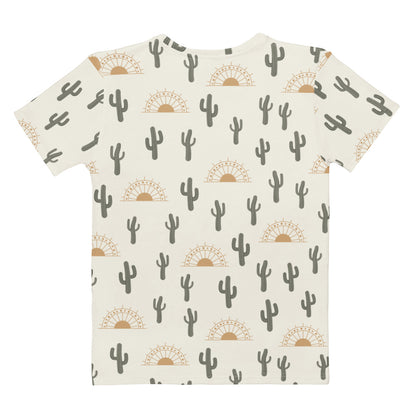 Women's Cactus Desert Sunrise T-Shirt – Soft Stretch Jersey Tee