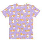 Women's Purple Corgi Dog T-Shirt – Soft Stretch Jersey Tee