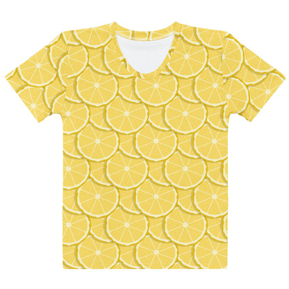 Women's Lemon Slice Print T-Shirt – Soft Stretch Jersey Tee