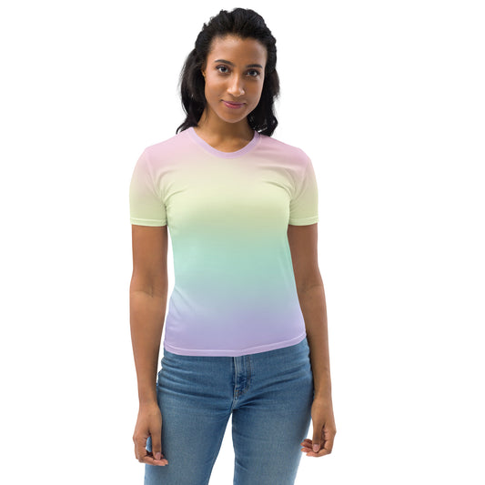 Women's Pastel Rainbow T-Shirt – Soft Stretch Jersey Tee