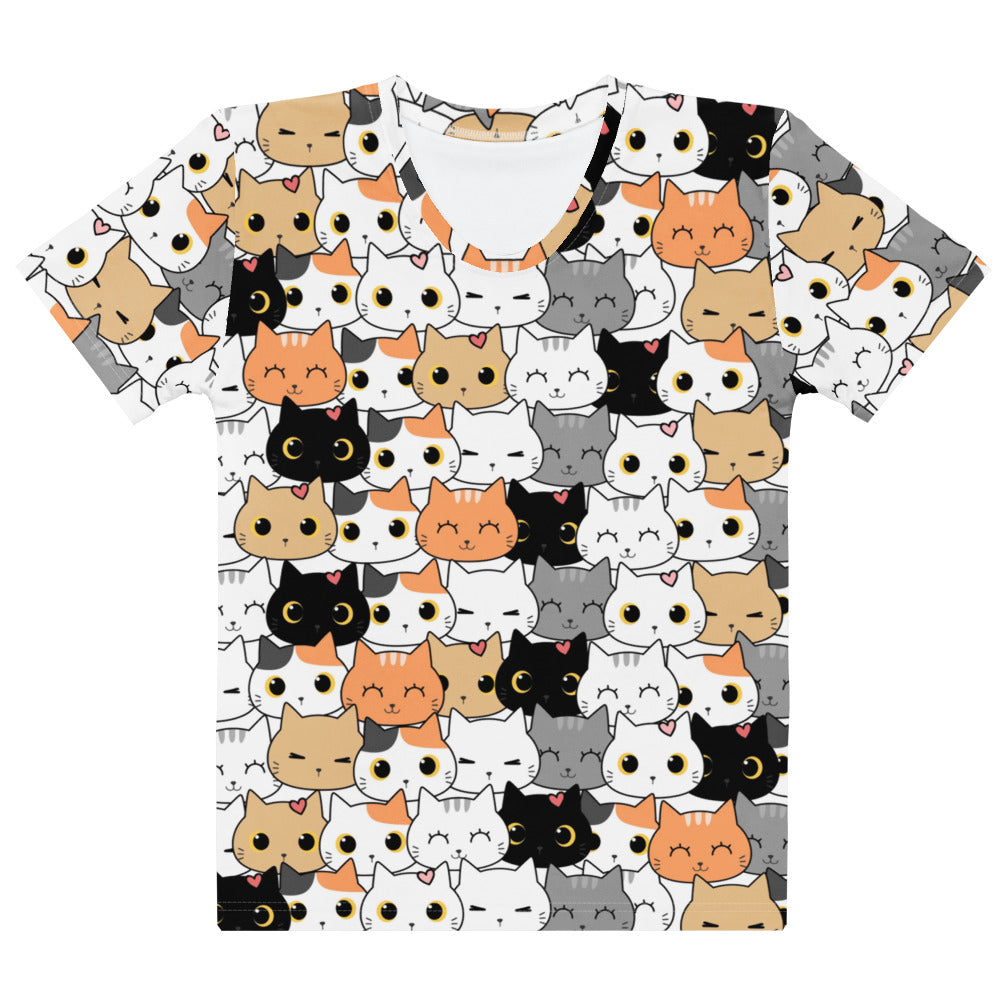 Women's Cat Face T-Shirt – Soft Stretch Jersey Tee