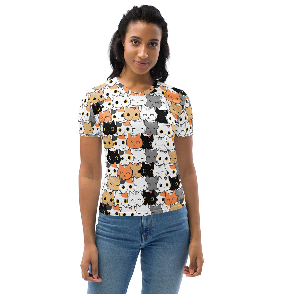 Women's Cat Face T-Shirt – Soft Stretch Jersey Tee