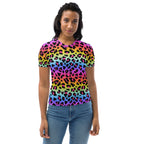 Women's Rainbow Leopard T-Shirt – Soft Stretch Jersey Tee