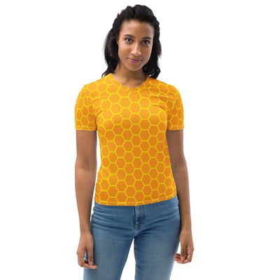 Women's Honeycomb Print T-Shirt – Soft Stretch Jersey Tee