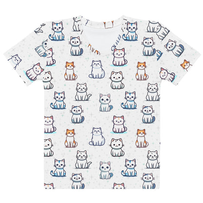 Women's Cat Pattern T-Shirt – Soft Stretch Jersey Tee
