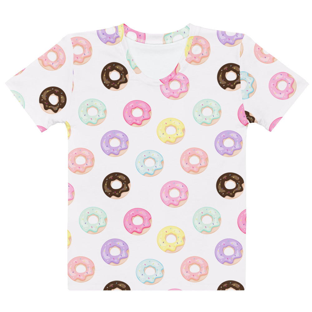 Women's Colorful Donuts T-Shirt – Soft Stretch Jersey Tee