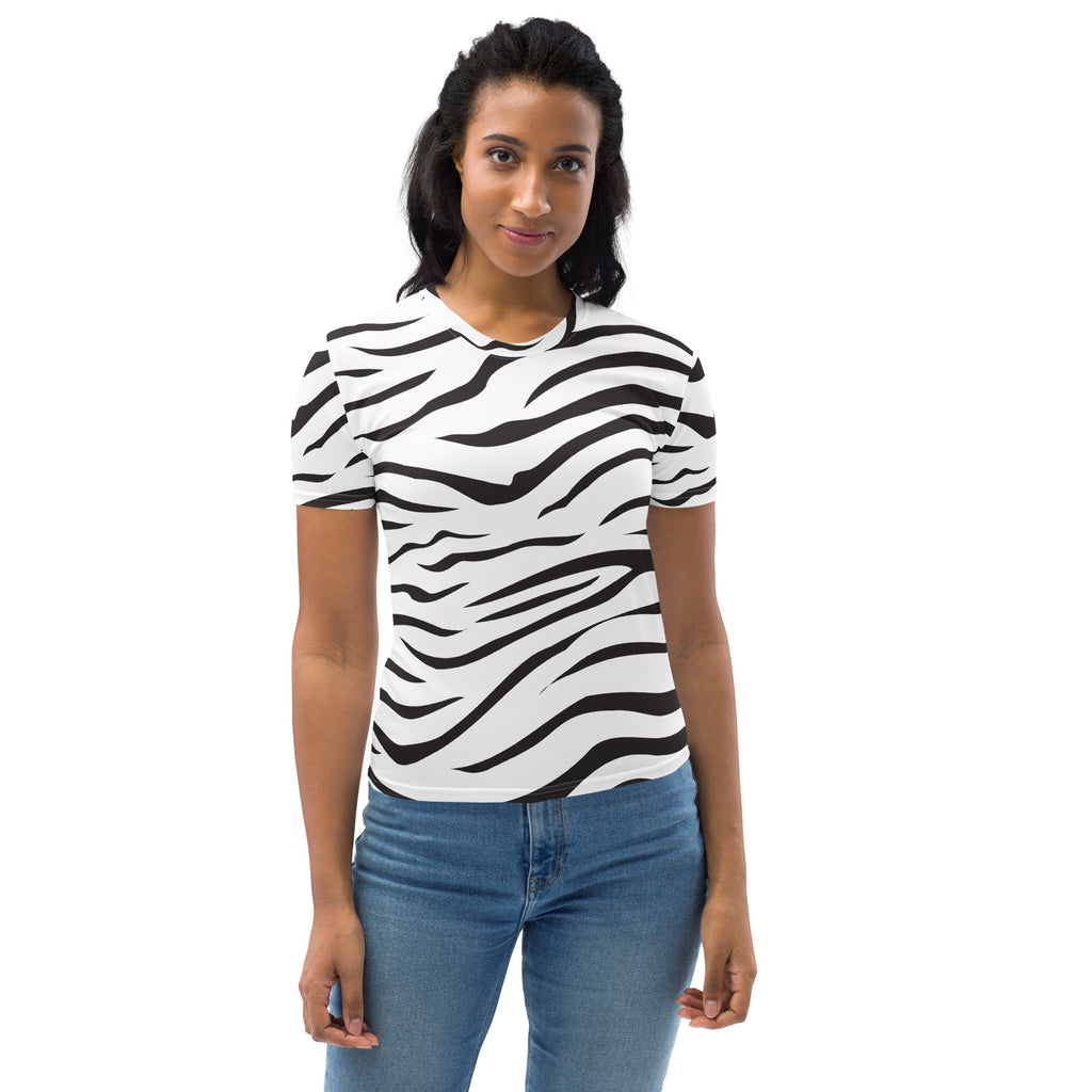 Women’s zebra stripes t-shirt in black and white with short sleeves made of soft stretch jersey fabric