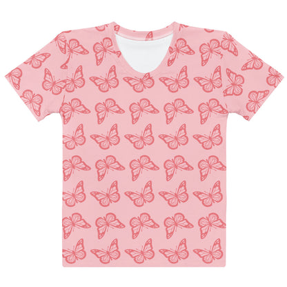 Women's Light Pink Butterfly T-Shirt – Soft Stretch Jersey Tee