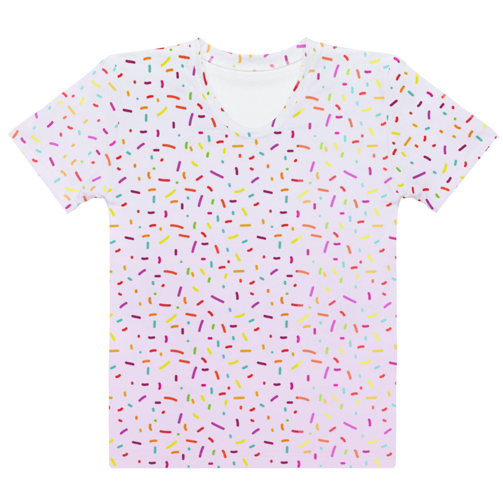 Women's Colorful Sprinkles T-Shirt – Soft Stretch Jersey Tee