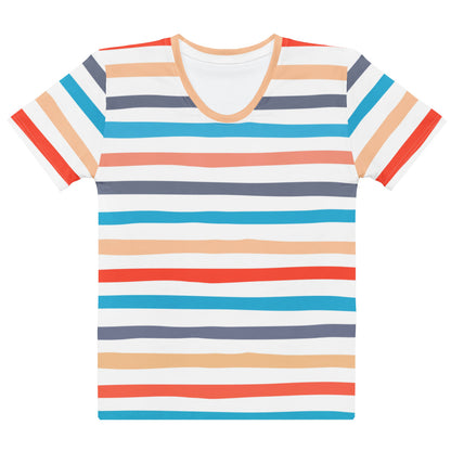 Women's Retro Striped T-Shirt – Soft Stretch Jersey Tee