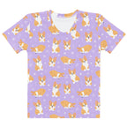 Women's Purple Corgi Dog T-Shirt – Soft Stretch Jersey Tee