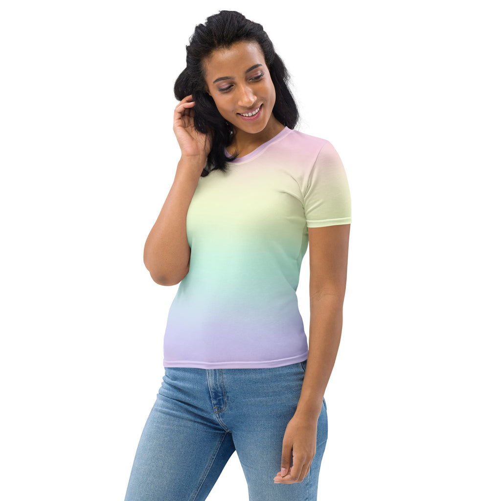 Women's Pastel Rainbow T-Shirt – Soft Stretch Jersey Tee