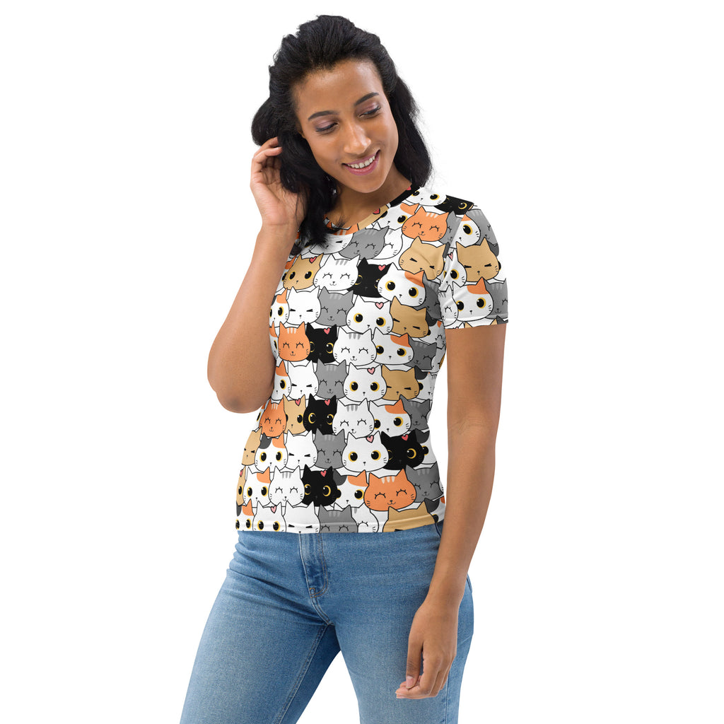 Women's Cat Face T-Shirt – Soft Stretch Jersey Tee