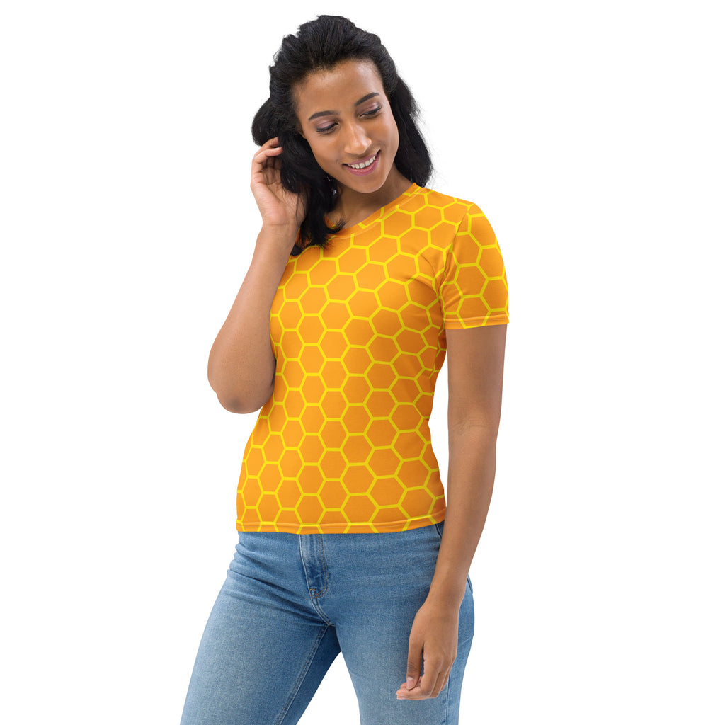 Women's Honeycomb Print T-Shirt – Soft Stretch Jersey Tee