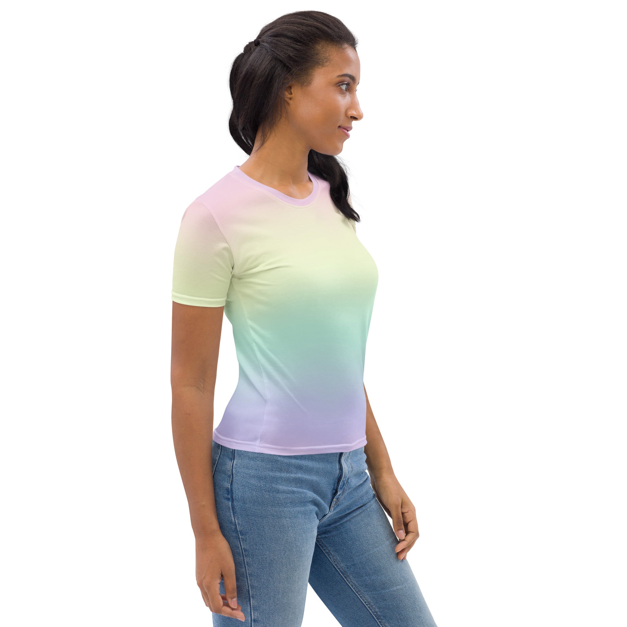 Women's Pastel Rainbow T-Shirt – Soft Stretch Jersey Tee