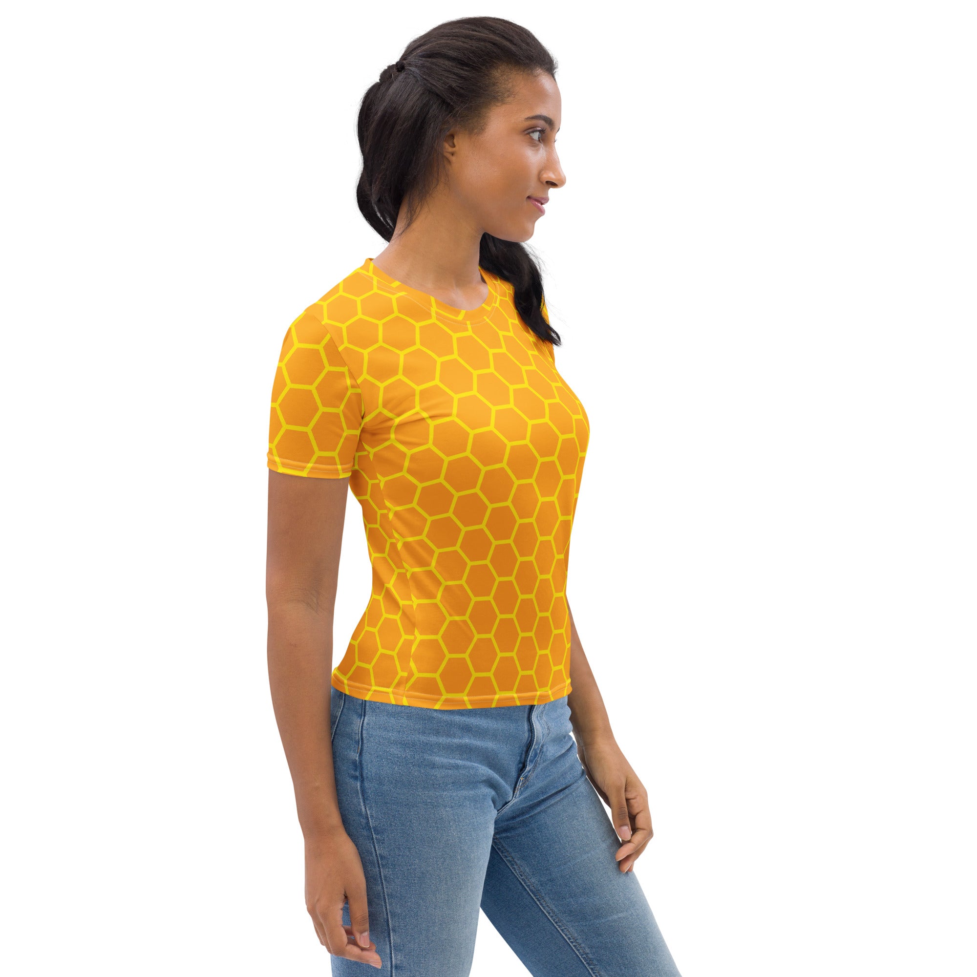 Women's Honeycomb Print T-Shirt – Soft Stretch Jersey Tee
