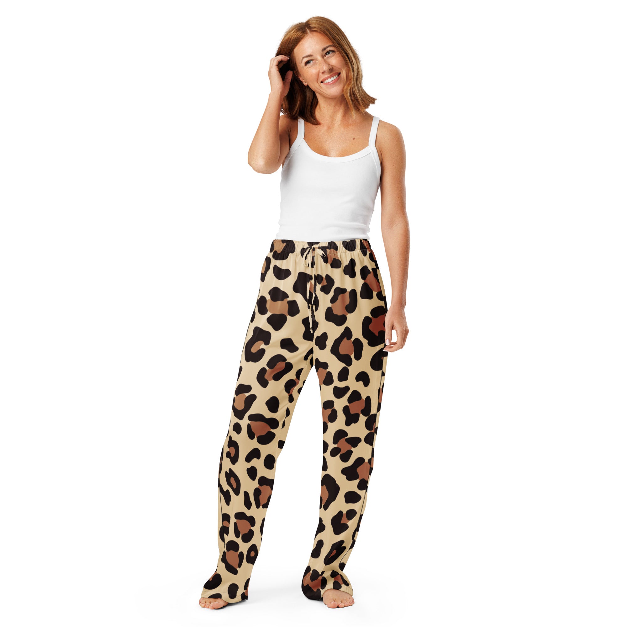 Women’s Leopard Print Pajama Pants – Lightweight Relaxed Fit with Drawstring Waist