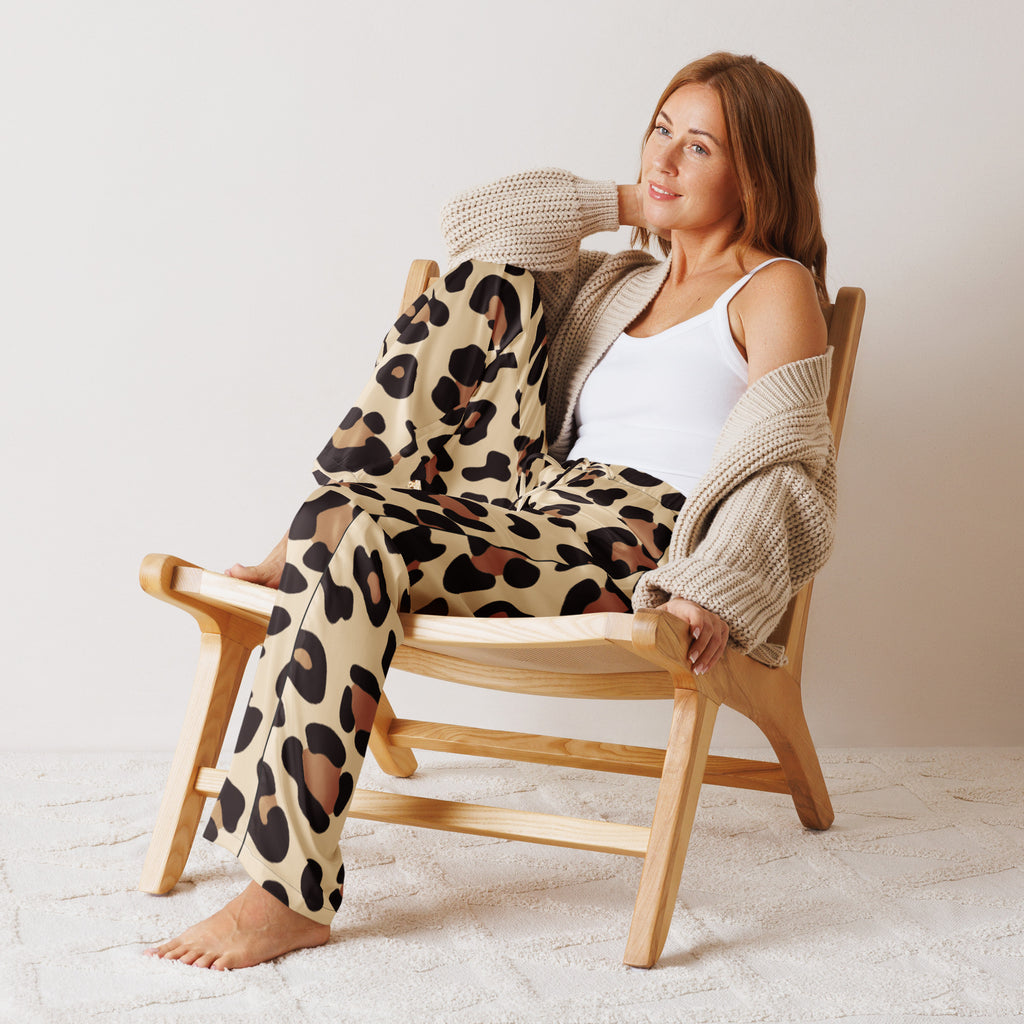 Women’s Leopard Print Pajama Pants – Lightweight Relaxed Fit with Drawstring Waist