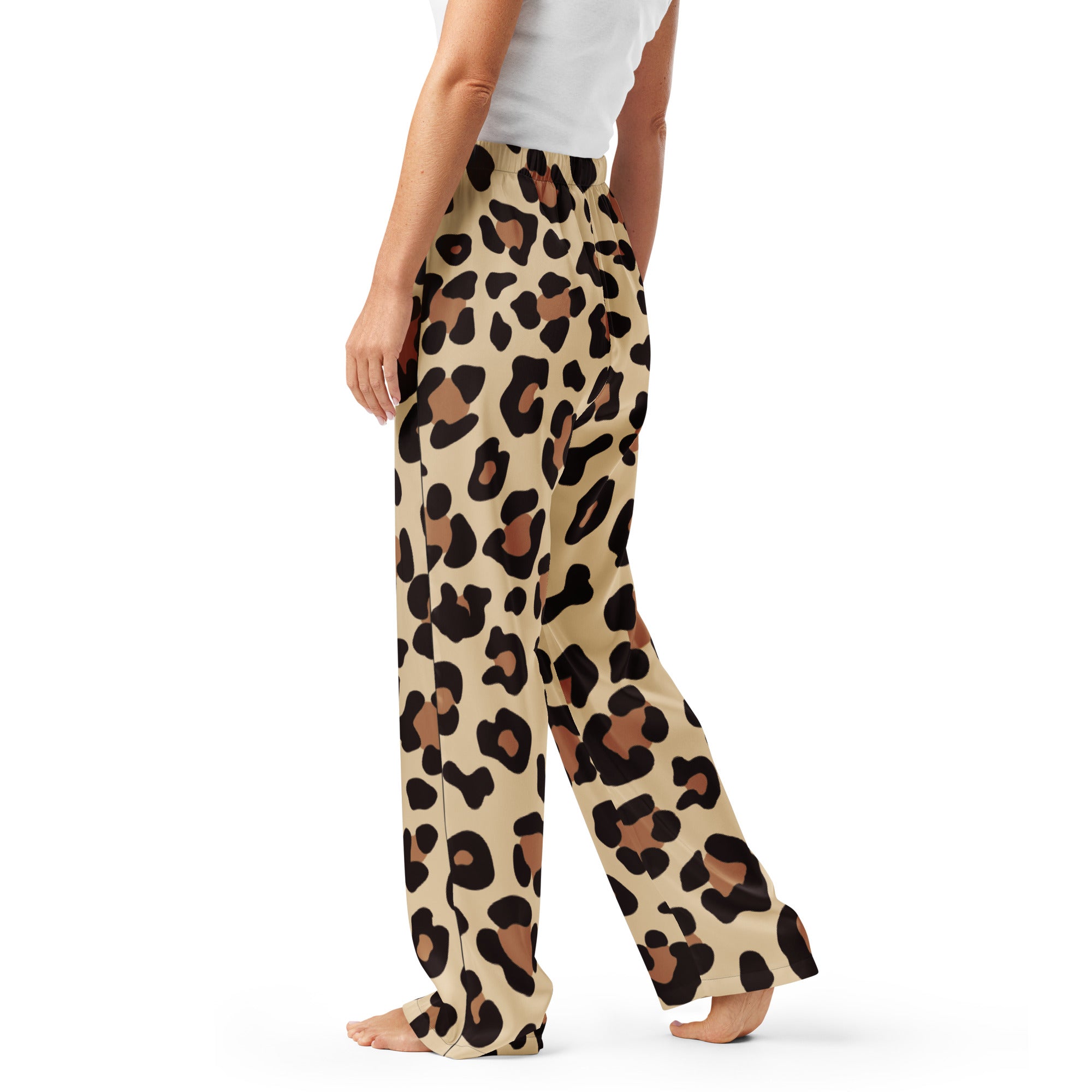 Women’s Leopard Print Pajama Pants – Lightweight Relaxed Fit with Drawstring Waist