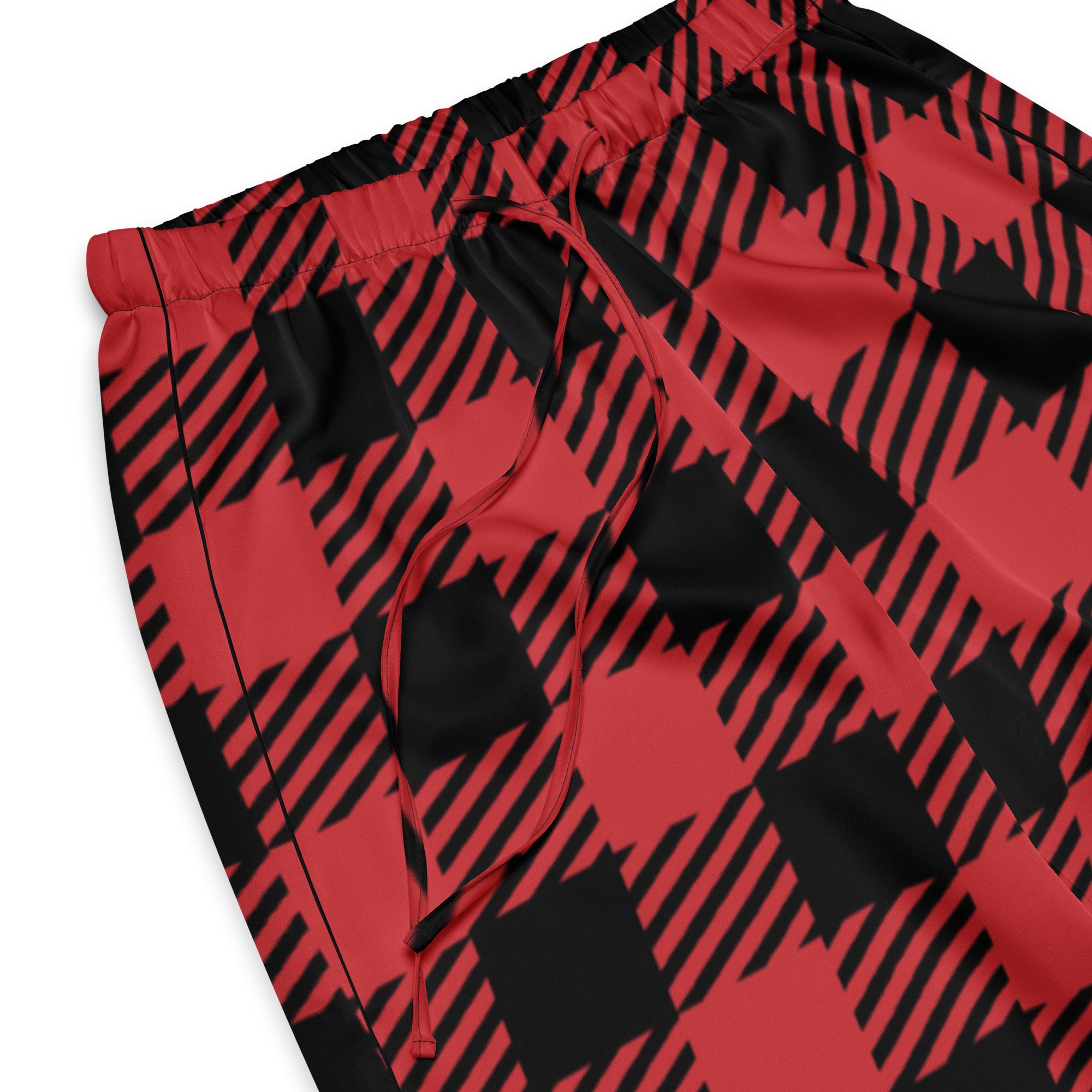 Women’s buffalo plaid pajama shorts in red and black with a lightweight relaxed fit and drawstring waistband