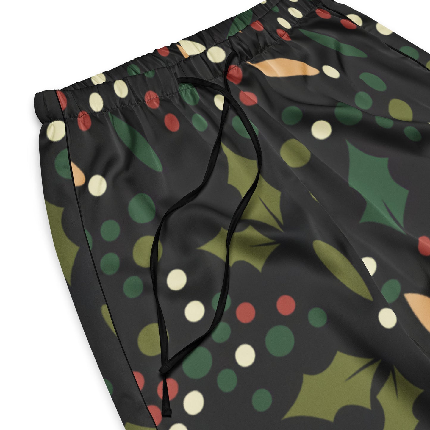 Women’s Holly Print Christmas Pajama Pants – Lightweight Relaxed Fit with Drawstring Waist