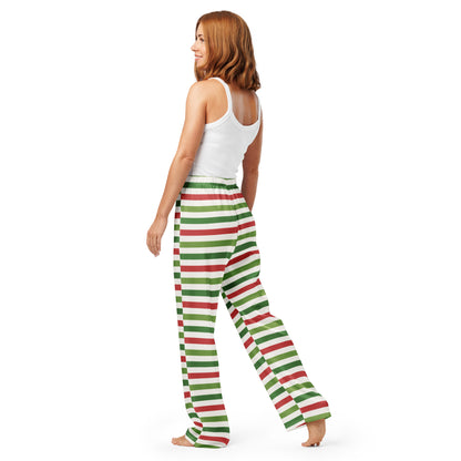 Women’s Christmas Stripe Pajama Pants – Lightweight Relaxed Fit with Drawstring Waist