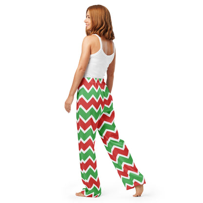 Women’s Christmas Chevron Pajama Pants – Lightweight Relaxed Fit with Drawstring Waist