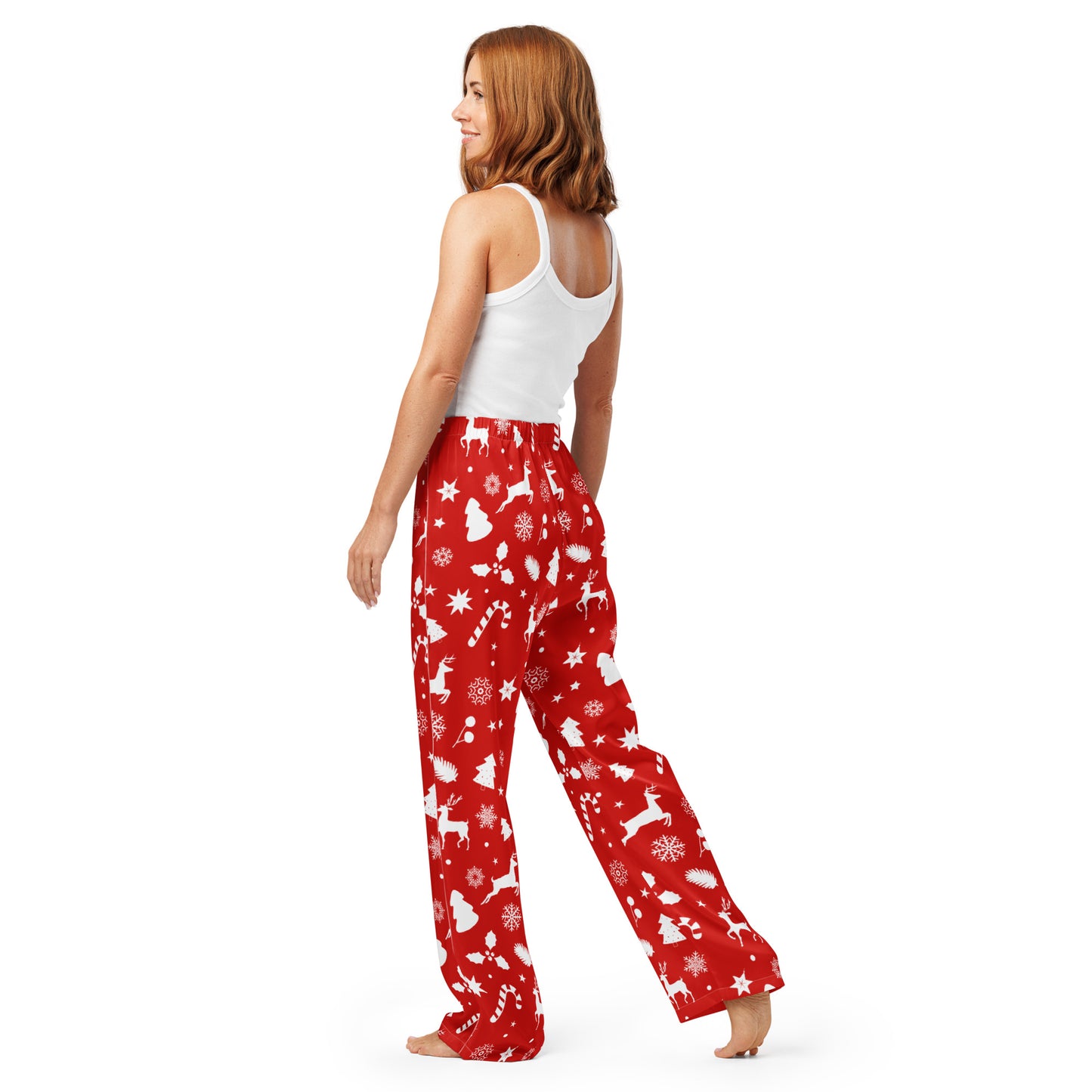 Women’s Red Christmas Pajama Pants – Lightweight Relaxed Fit with Drawstring Waist