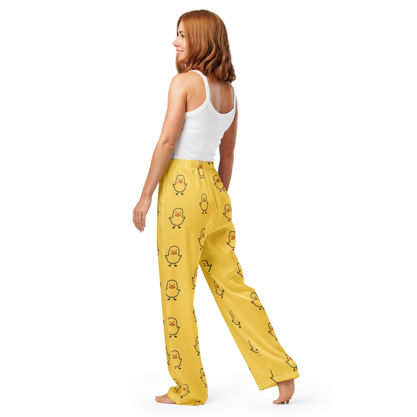 Women’s Yellow Rubber Duck Pajama Pants – Lightweight Relaxed Fit with Drawstring Waist