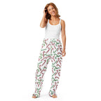 Women’s Red & Green Candy Cane Pajama Pants – Lightweight Relaxed Fit with Drawstring Waist