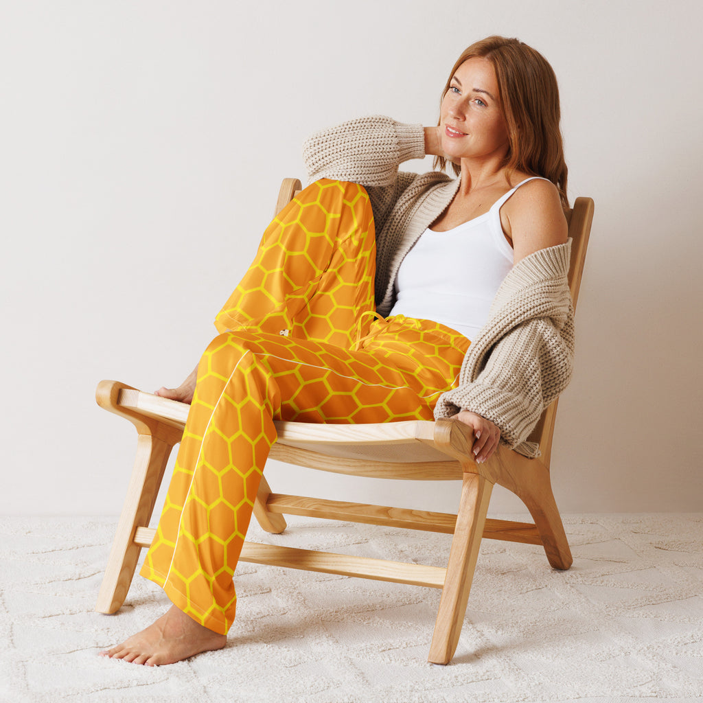 Women’s Honeycomb Pajama Pants – Lightweight Relaxed Fit with Drawstring Waist