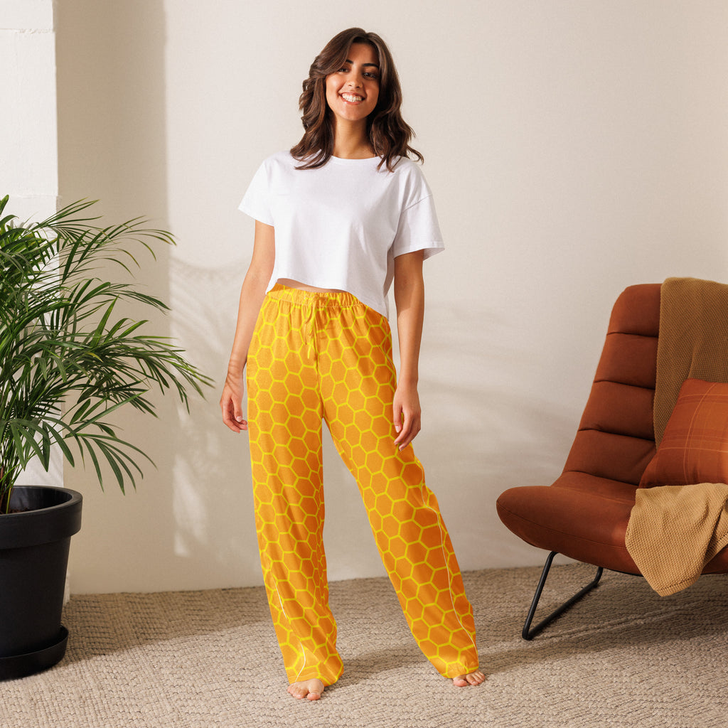 Women’s Honeycomb Pajama Pants – Lightweight Relaxed Fit with Drawstring Waist