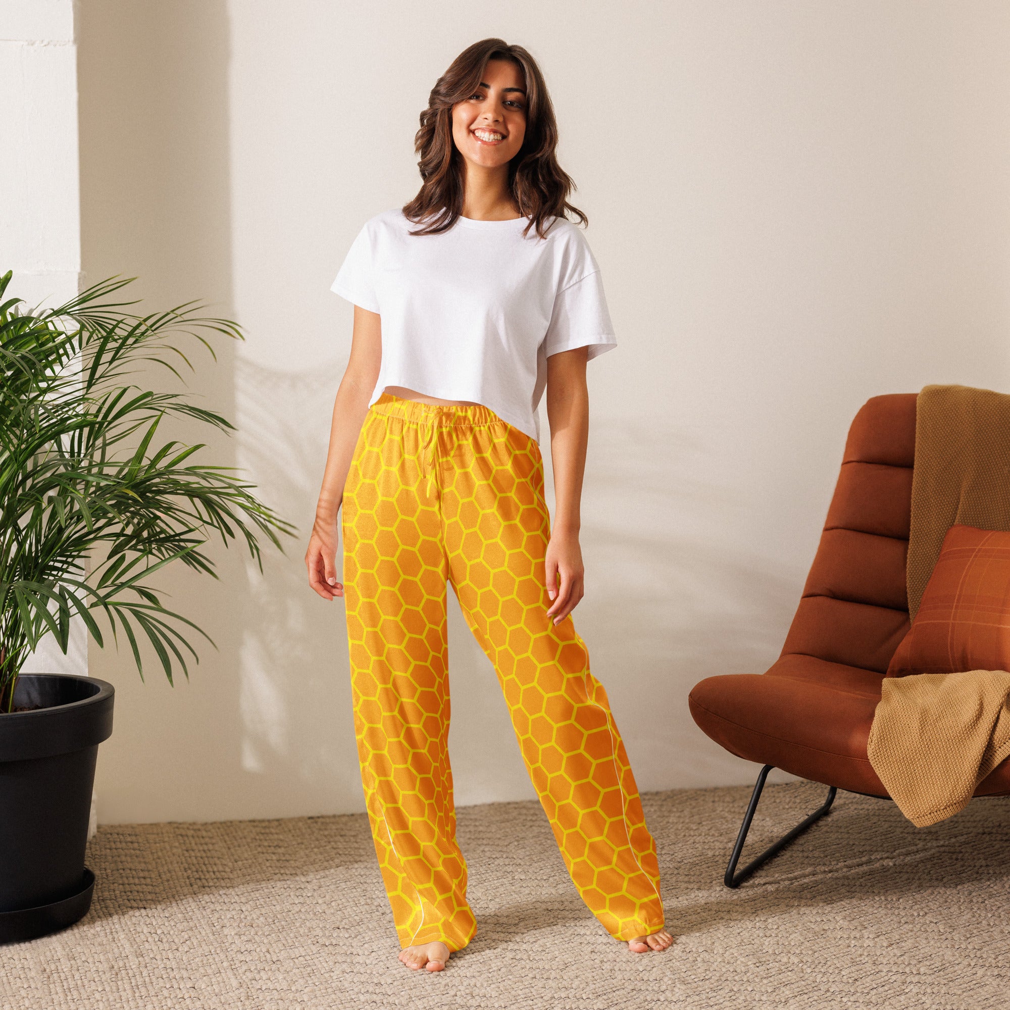 Women’s Honeycomb Pajama Pants – Lightweight Relaxed Fit with Drawstring Waist