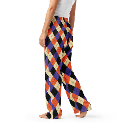 Women’s Halloween Argyle Pajama Pants – Lightweight Relaxed Fit with Drawstring Waist