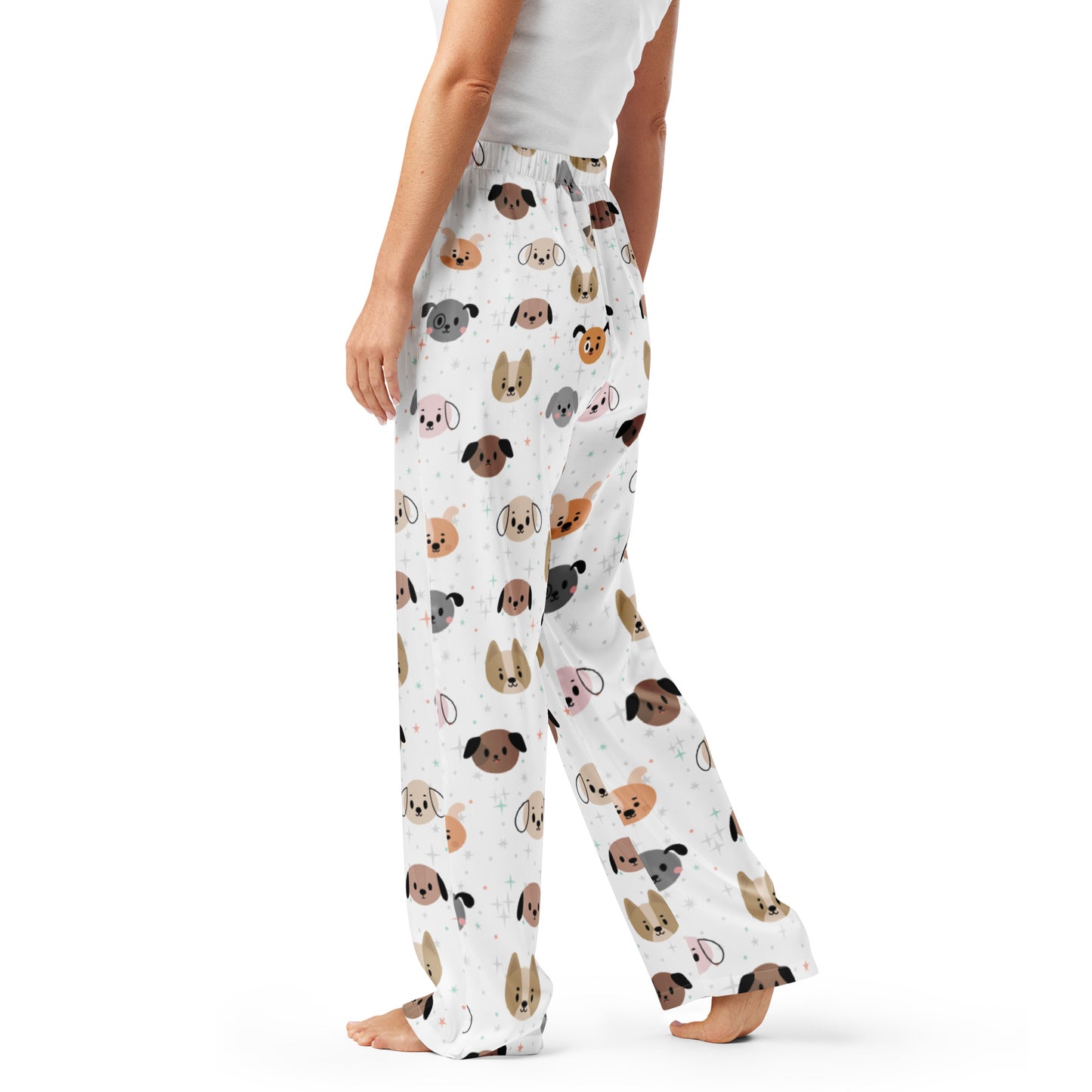 Women’s Dog Face Pajama Pants – Lightweight Relaxed Fit with Drawstring Waist