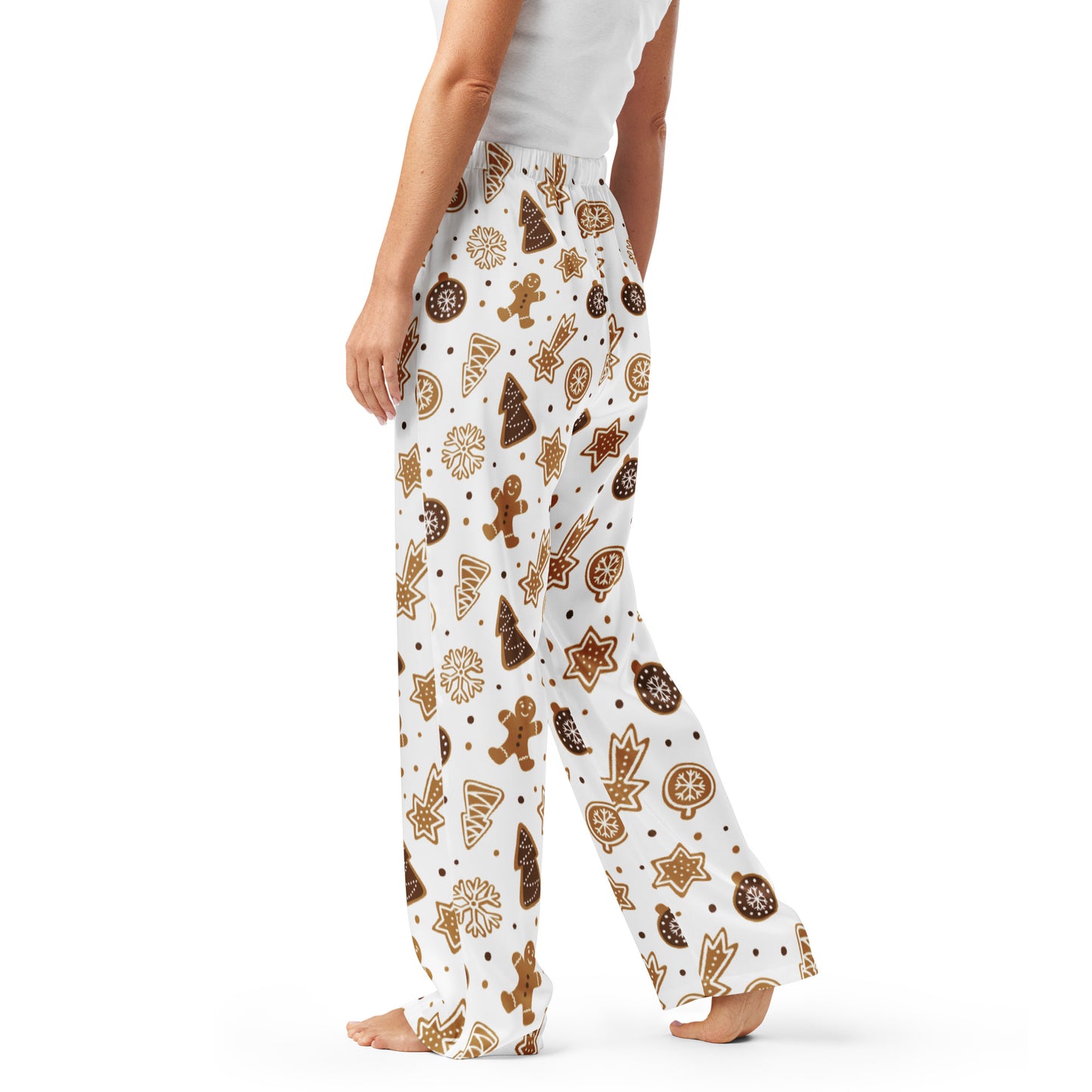 Women’s Gingerbread Cookie Christmas Pajama Pants – Lightweight Relaxed Fit with Drawstring Waist