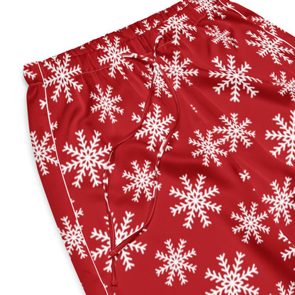 Women’s Red Christmas Snowflakes Pajama Pants – Lightweight Relaxed Fit with Drawstring Waist