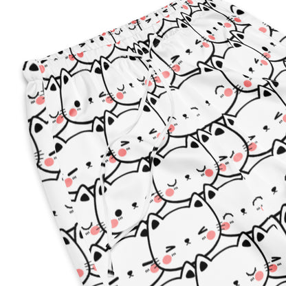 Women’s White Cat Print Pajama Pants – Lightweight Relaxed Fit with Drawstring Waist
