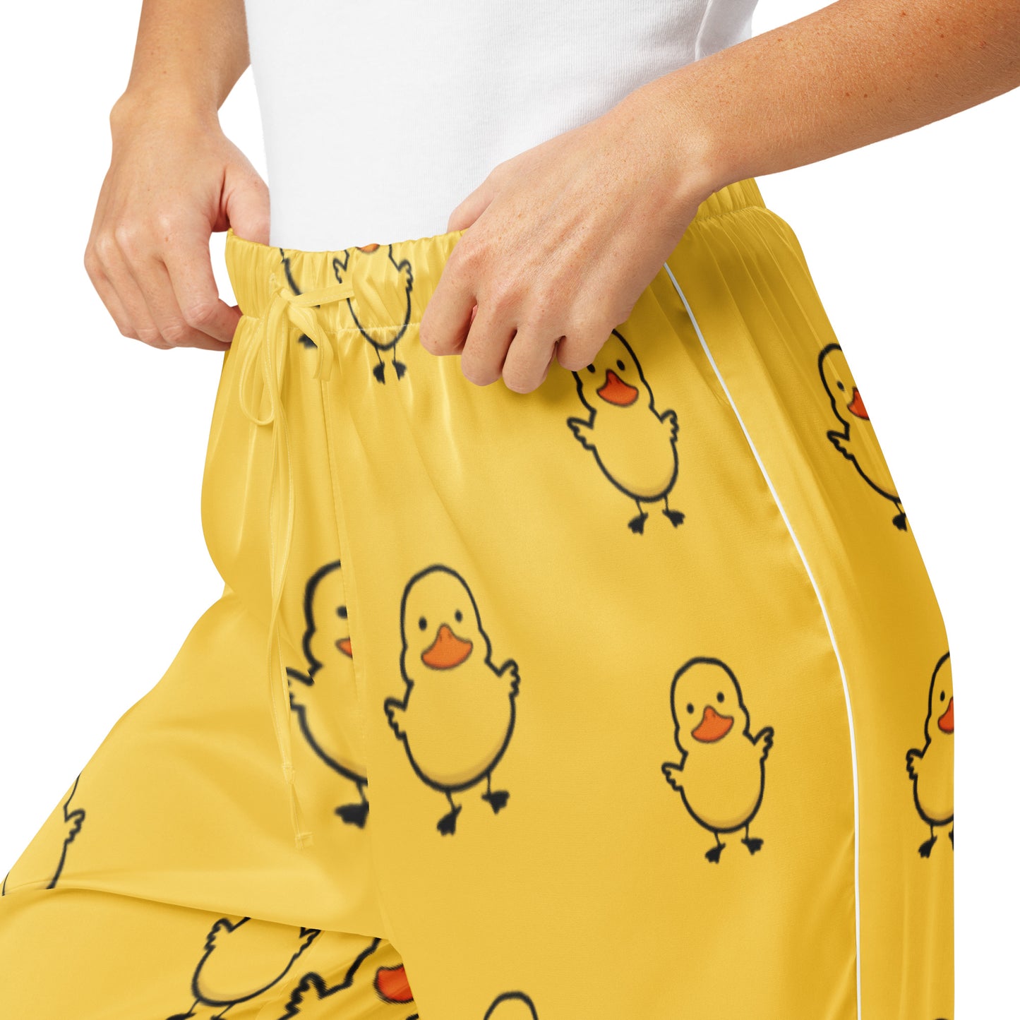 Women’s Yellow Rubber Duck Pajama Pants – Lightweight Relaxed Fit with Drawstring Waist