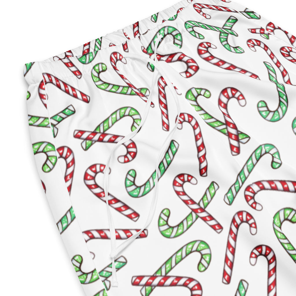 Women’s Red & Green Candy Cane Pajama Pants – Lightweight Relaxed Fit with Drawstring Waist