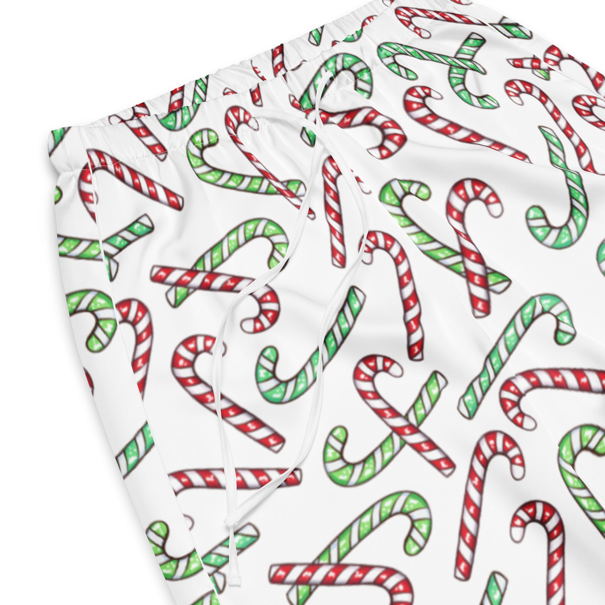 Women’s Red & Green Candy Cane Pajama Pants – Lightweight Relaxed Fit with Drawstring Waist