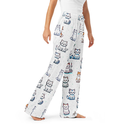 Women’s Cute Cat Pajama Pants – Lightweight Relaxed Fit with Drawstring Waist